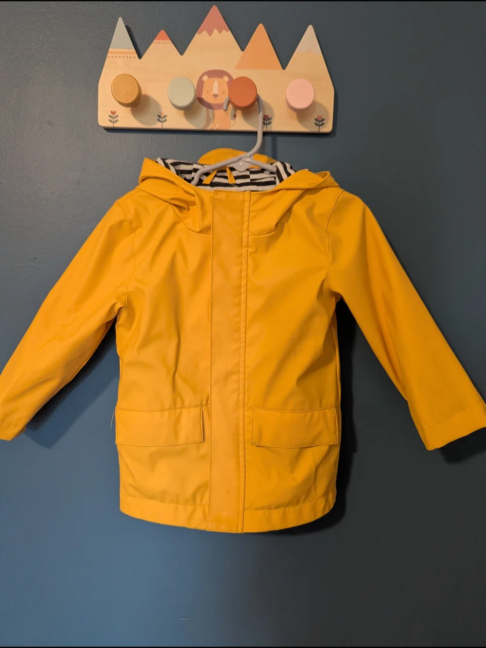 Cat & Jack Toddler Yellow Rain Jacket with Striped Lining